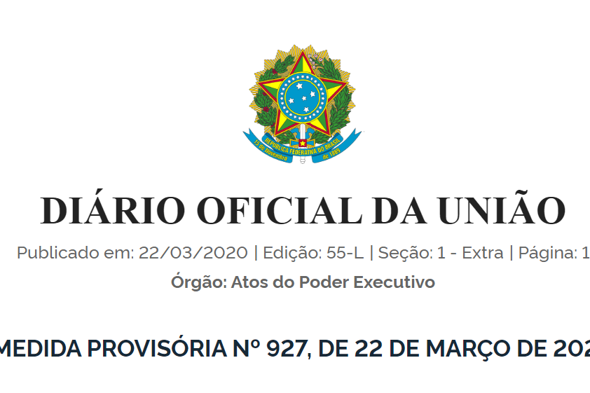 Governo federal adota Medida Provisória que dispõe sobre as medidas trabalhistas para enfrentamento do estado de calamidade pública