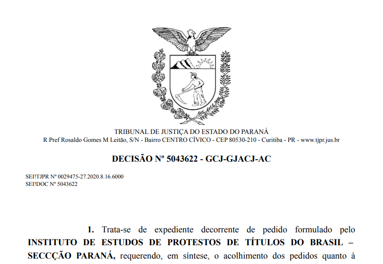 CGJ/PR decide pela possibilidade de intimação de protesto por meio eletrônico
