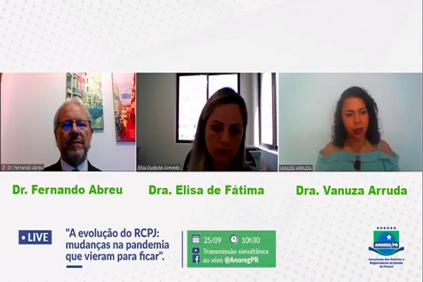 Evolução do RCPJ é destaque em live da Anoreg Paraná