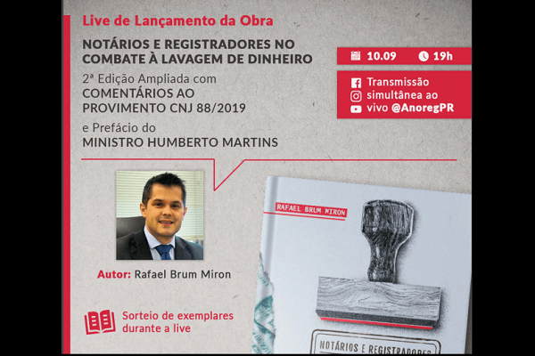 IRTDJP Brasil - Obra sobre a participação dos notários e registradores no combate à lavagem de dinheiro é lançada em live