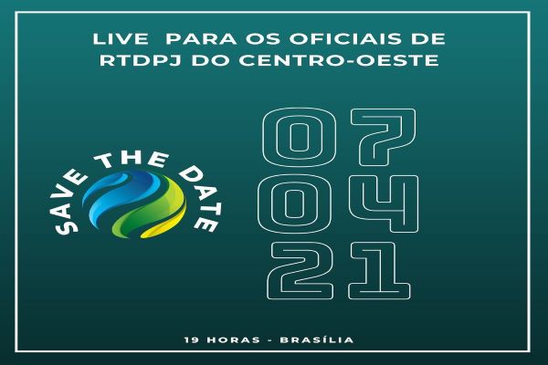 IRTDPJ-Brasil - IRTDPJBrasil promove live para os registradores de TDPJ da região Centro-Oeste, no dia 7/4