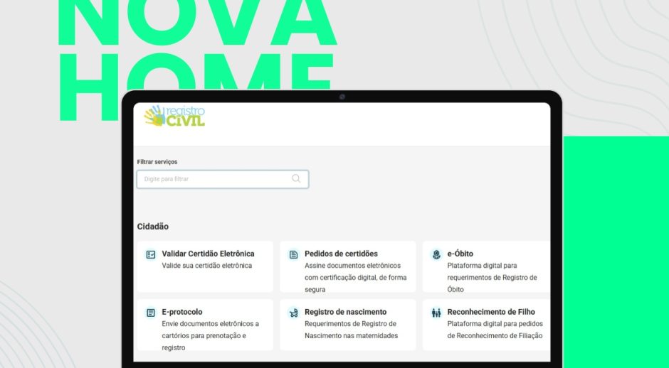 ON-RCPN apresenta nova home de serviços do Registro Civil com navegação simplificada